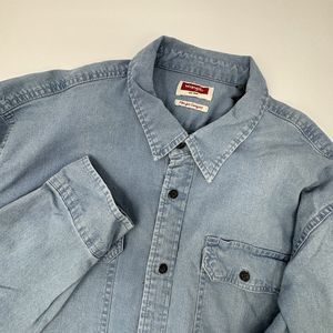Wrangler Vintage Chambray‎ Blue Denim Long Sleeve Button Up 2XL